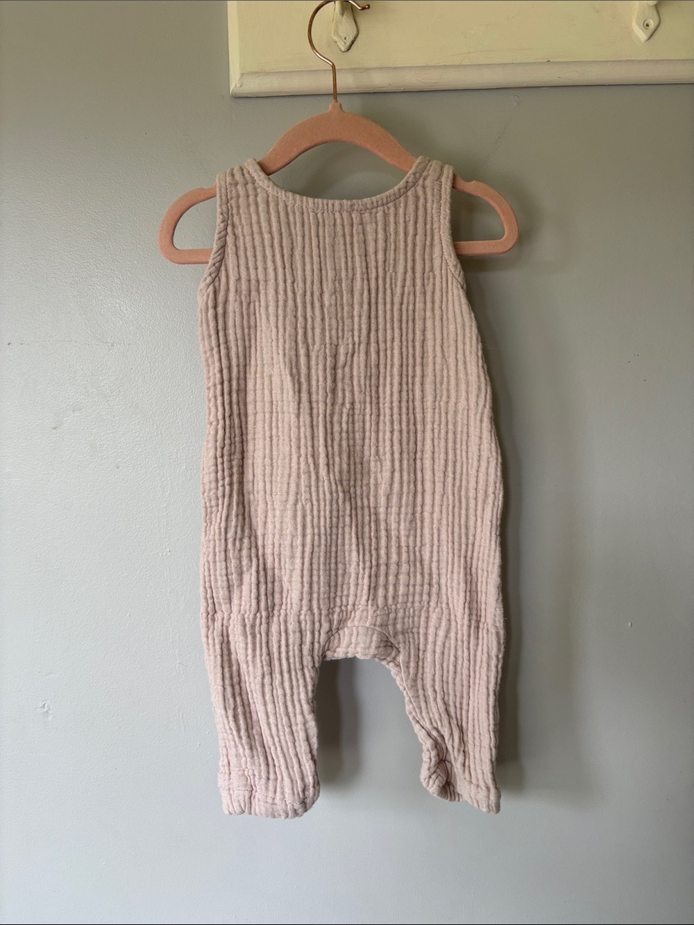 Beba Bean 100% Cotton Gauze Muslin Romper Light Mauve/Dusty Rose Neutral 12-18M